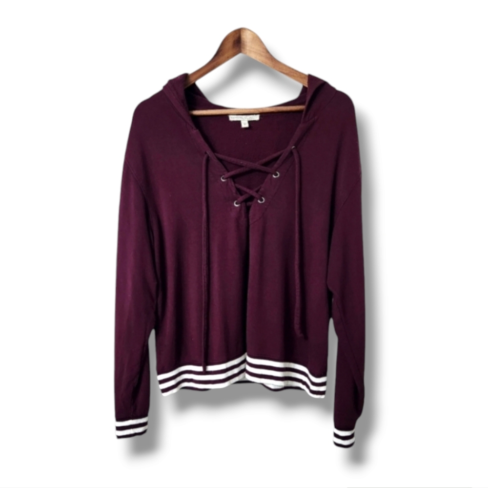 Express Vtg Inspired Varsity Style Lace-up Hoodie Sweatshirt | Medium